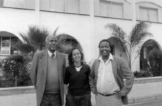 Mimi Edmunds with  Kenyan members of  parliament Charles  Murgor and Joseph  Chemjor